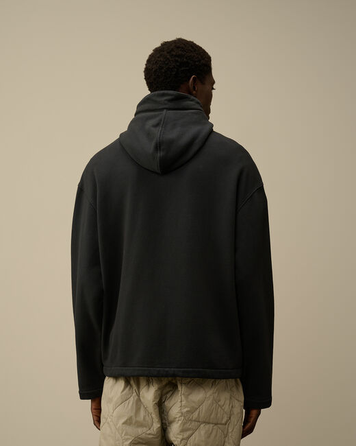 Brushed and Emerized Diagonal Fleece Hooded Utility Sweatshirt