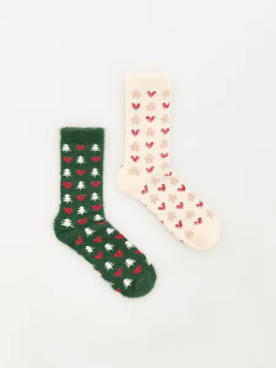 Socken mit Weihnachtsmotiv, 2er-Pack