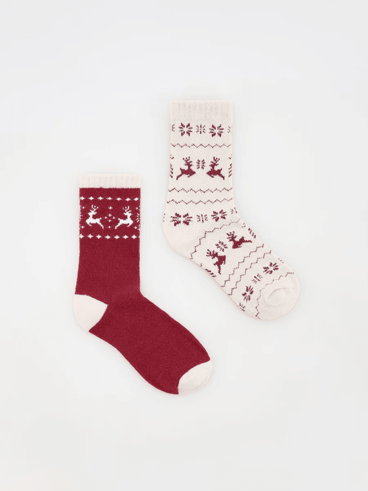 Socken mit Weihnachtsmotiv, 2er-Pack